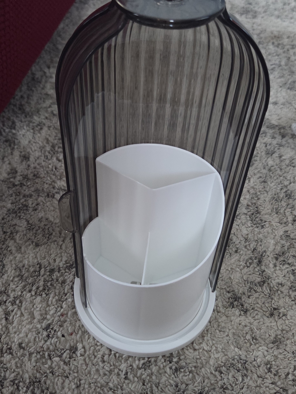 White Rotating Bathroom Organizer with Smoky Cover